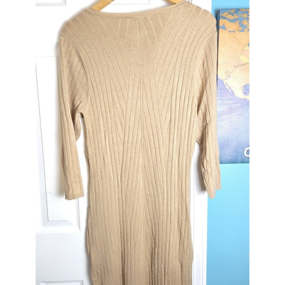 Torrid Knit‎ Sweater Dress Women Size 1X Beige 3/4 Sleeve Boho Stretch Long NEW - Picture 3 of 13